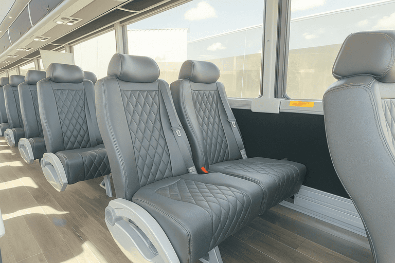 interior of Antioch Shuttle Bus Rentals charter bus